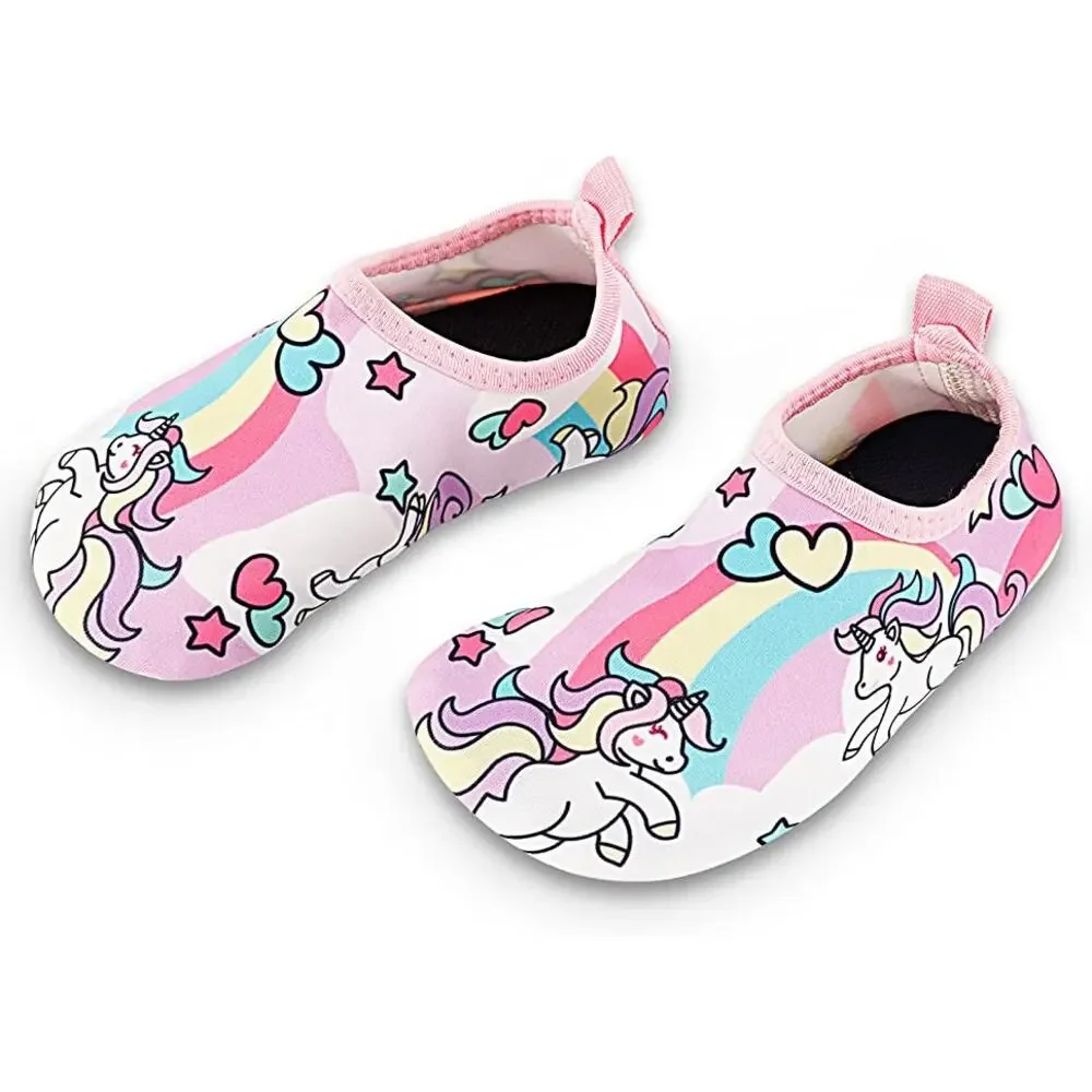 Girls Water Shoes Unicorn Rainbow, Non-Slip Beach Swim, size 7 Toddler ~ NEW