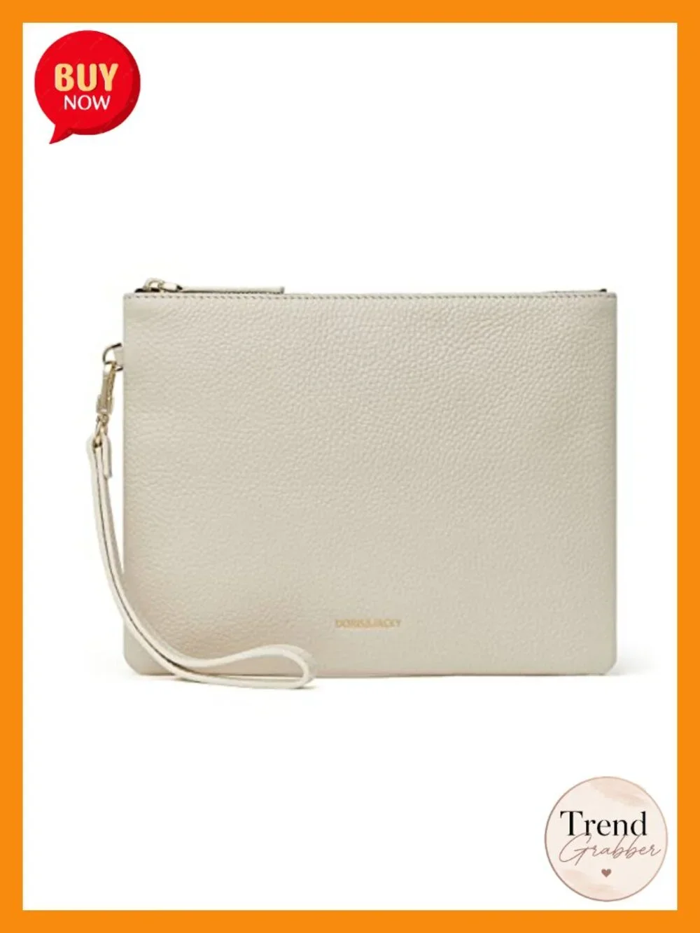 Full Grain Cowhide Leather Clutch Purse and Phone Wallet with Wristlet Strap