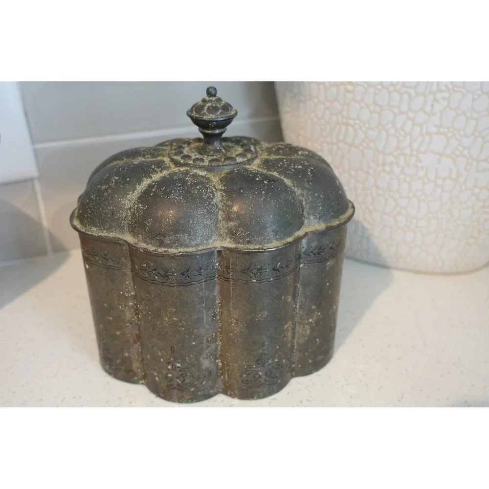 VTG Godinger Ornate Metal Trinket Box Jewelry Box Decorative Lidded‎ Container