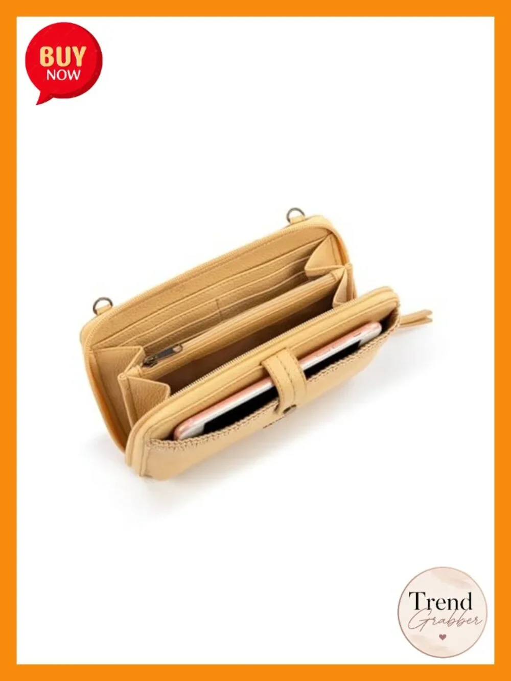 Leather Smartphone Crossbody Purse - Convertible Wallet Wristlet With Zipper