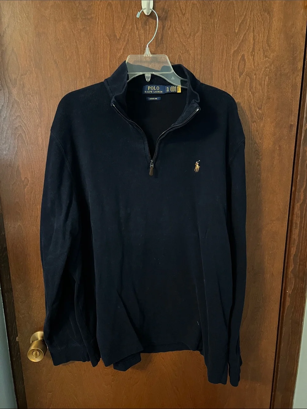 Polo Ralph Lauren Navy Quarter-Zip Sweater with Gold Pony XL