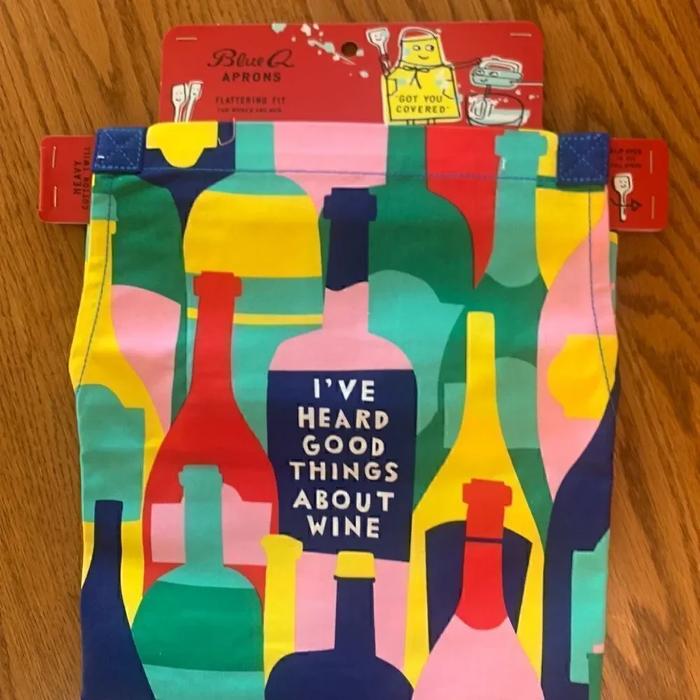 Blue Q Cotton Apron Wine is Good Men or Women