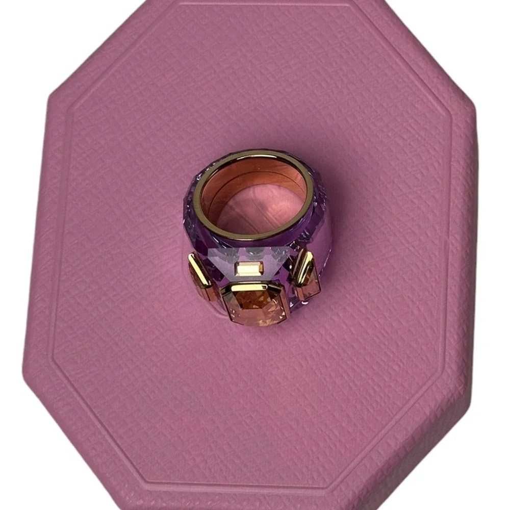 Swarovski Chroma cocktail ring Purple, Gold-tone plated Eur 52 / 6 USA