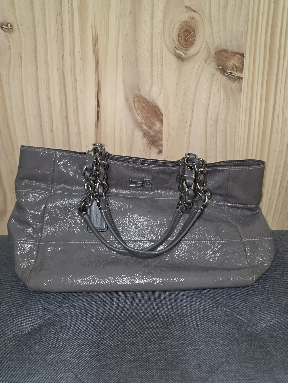 Coach Gray Chain-Handle Shoulder Bag