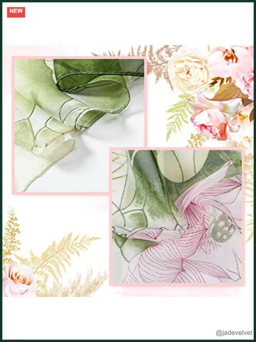 8 Pcs Lightweight Georgette Scarves Floral Lotus Pattern Long Shawl Wrap