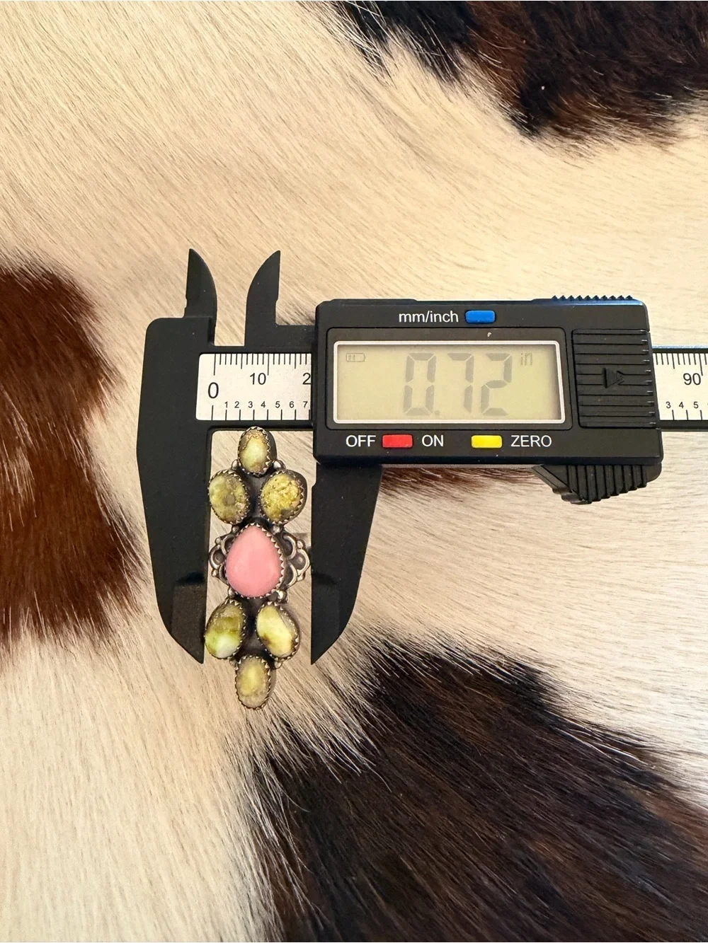 ❤️ Queen Pink Conch Palomino Variscite 925 Navajo Style Crawler Adjustable Ring