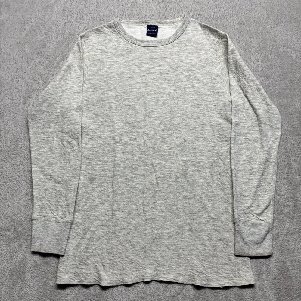 VTG Duofold Thermal Base Layer Shirt Heather Gray USA Mens L 42-44 Wool Blend