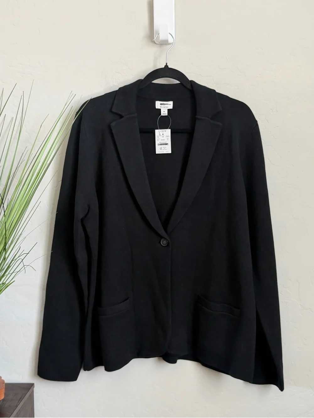 J.Crew Factory Schoolboy Sweater Blazer Black 100% Cotton NWT XL