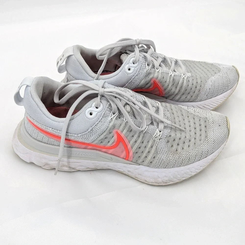 Athleisure Running Nike React Infinity Flyknit Gray Coral Trainers 7.5‎
