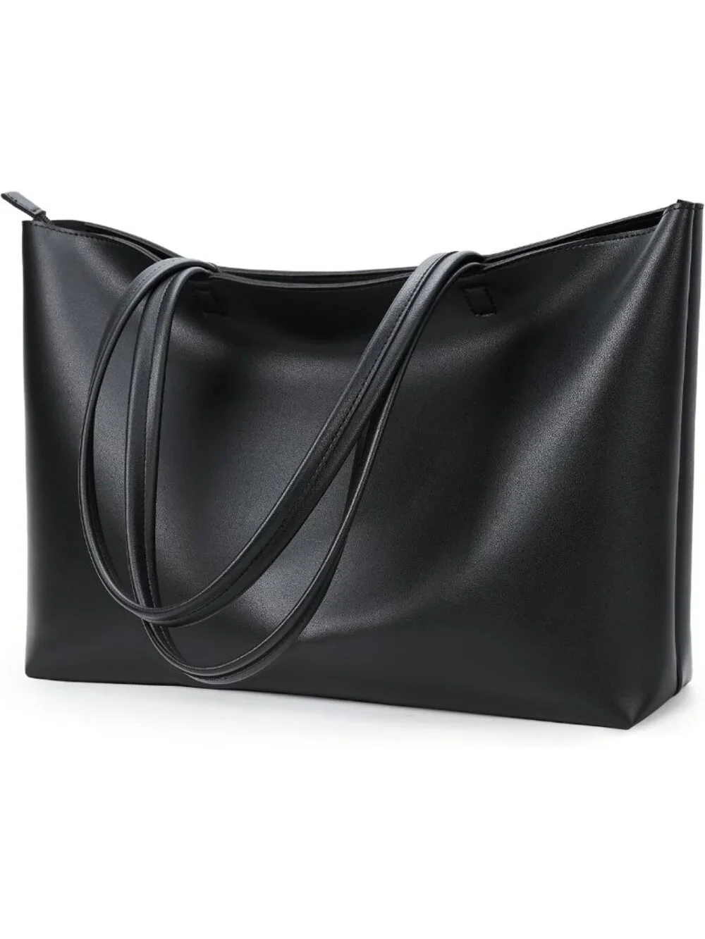 Stylish Faux Leather Tote Bag with Zipper - Versatile Shoulder Satchel for Work