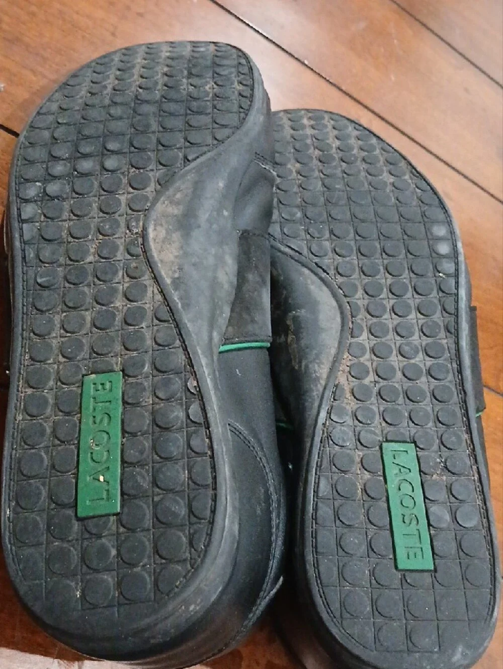 Lacoste Men’s Black Leather Sneakers with Green Inners and Trim