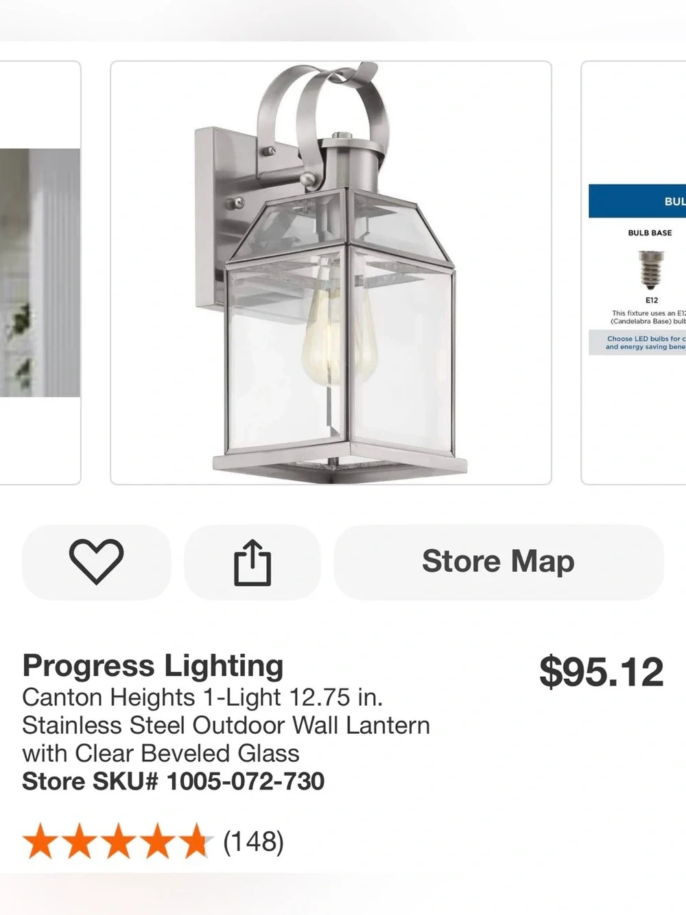 New Progress Lighting canton heights stainless steel Outdoor Wall Lantern
