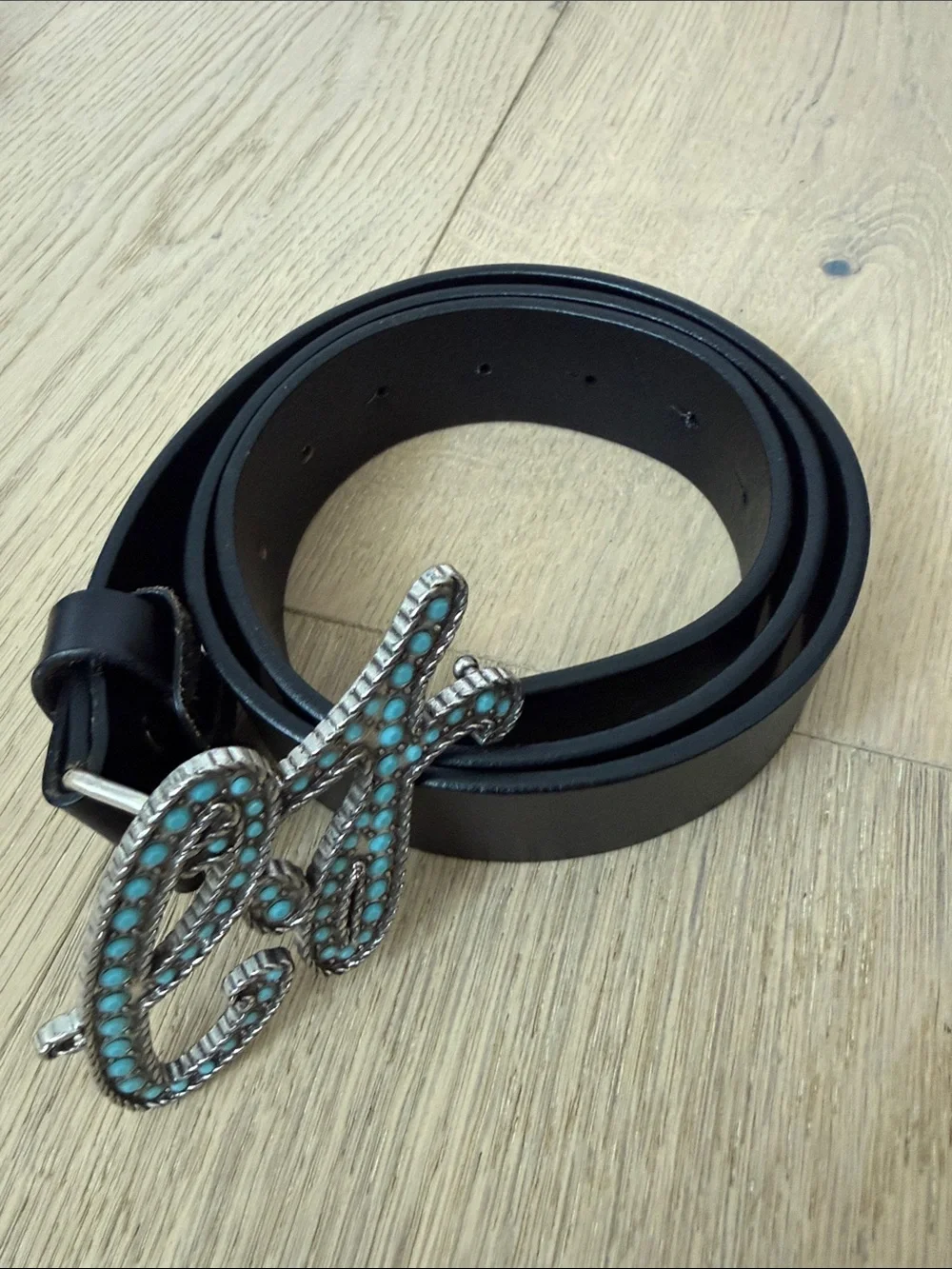 Liu Jo leather turquoise stone buckle  belt