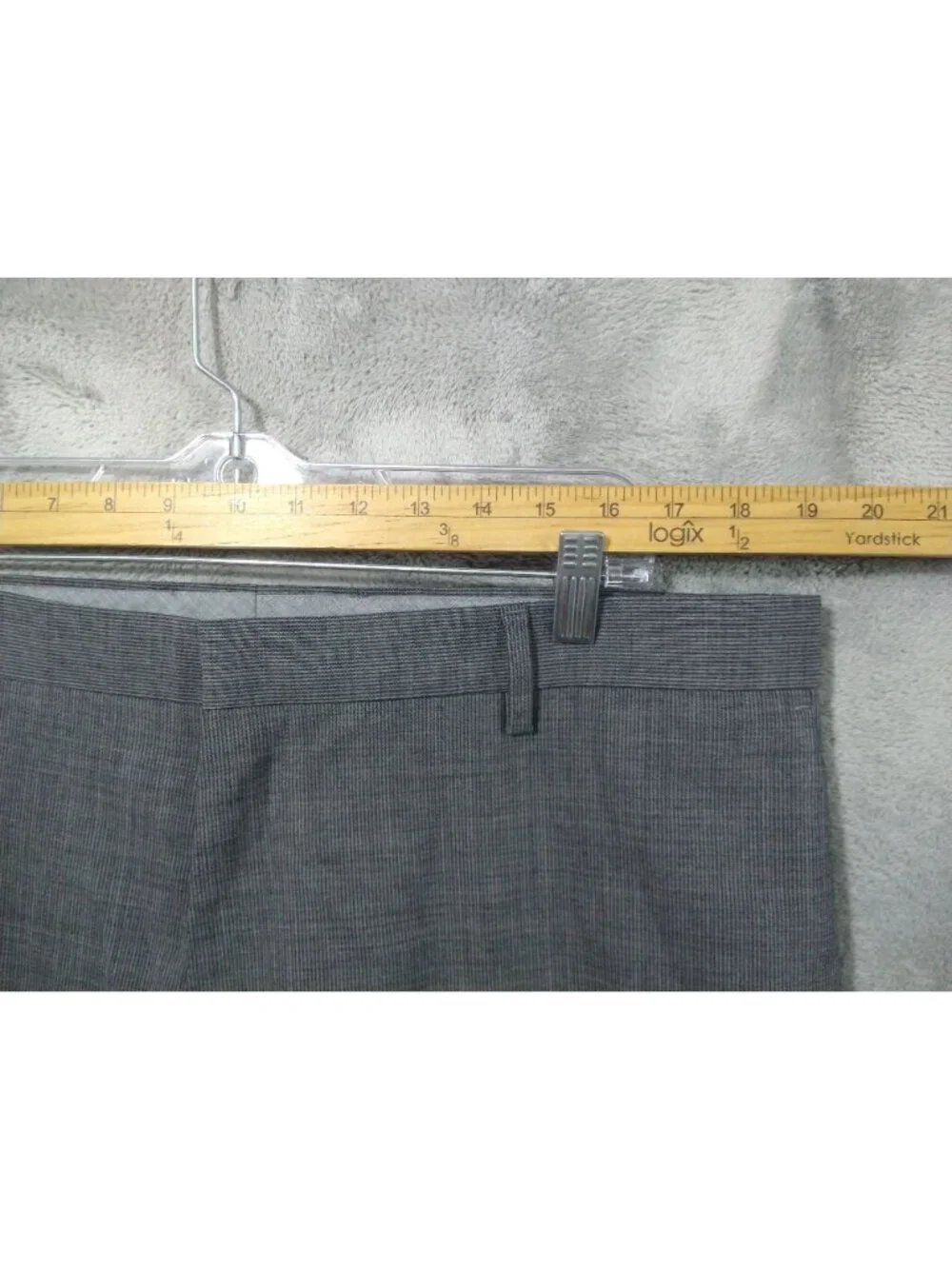 Banana Republic Dress Pants Mens 38x32 Gray Striped Wool Classic Fit Flat Front