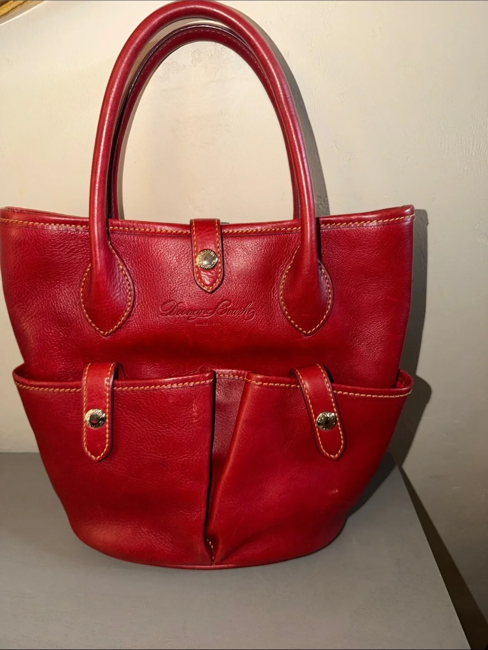 Dooney & Bourke Red Leather Pocket Tote