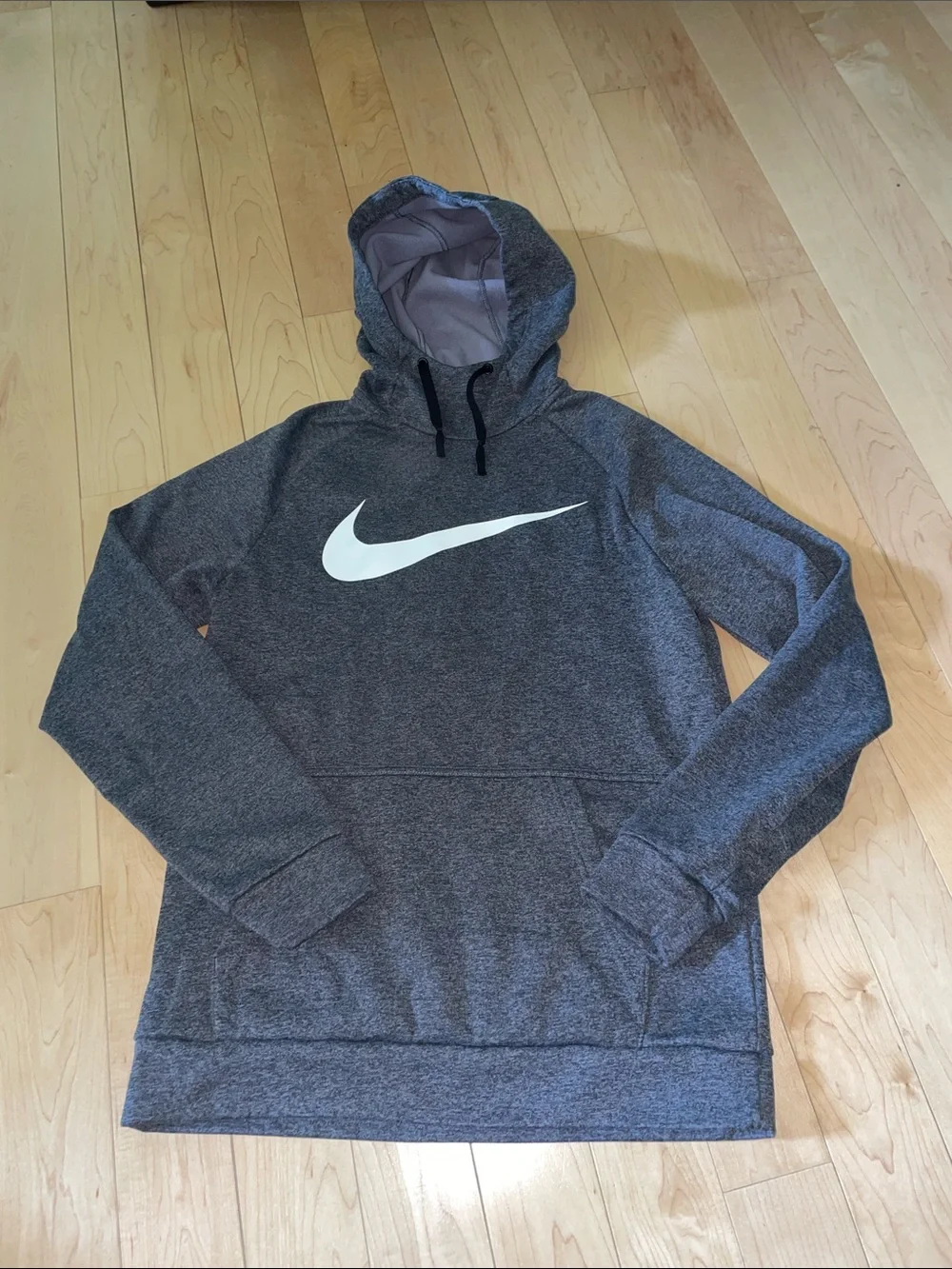 Nike Dark Gray Crewneck Hoodie with White Swoosh small