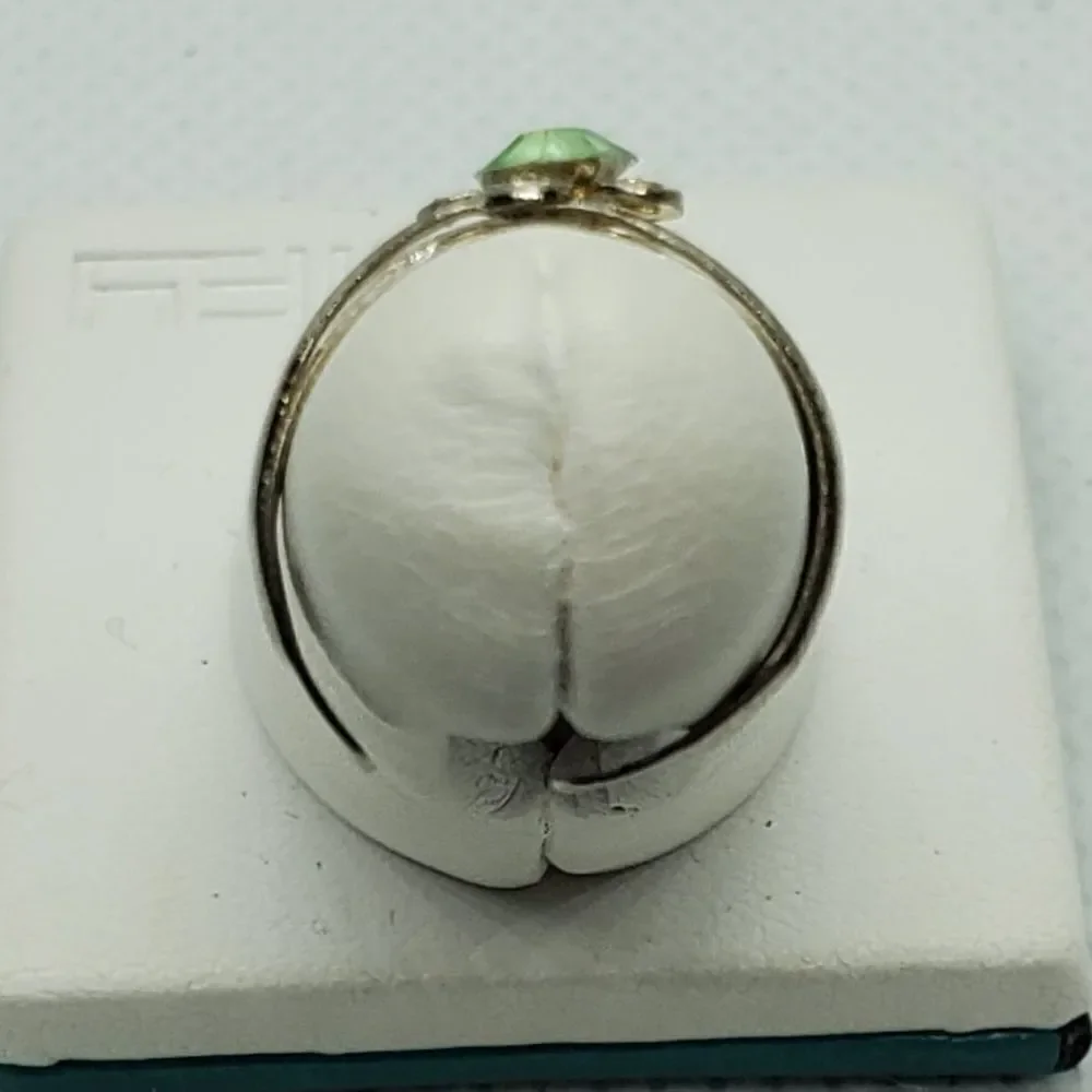 Silver & Green Flower Adjustable Toe Ring