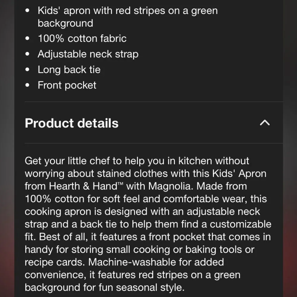 Hearth & Hand Kids Holiday Striped Green Apron
