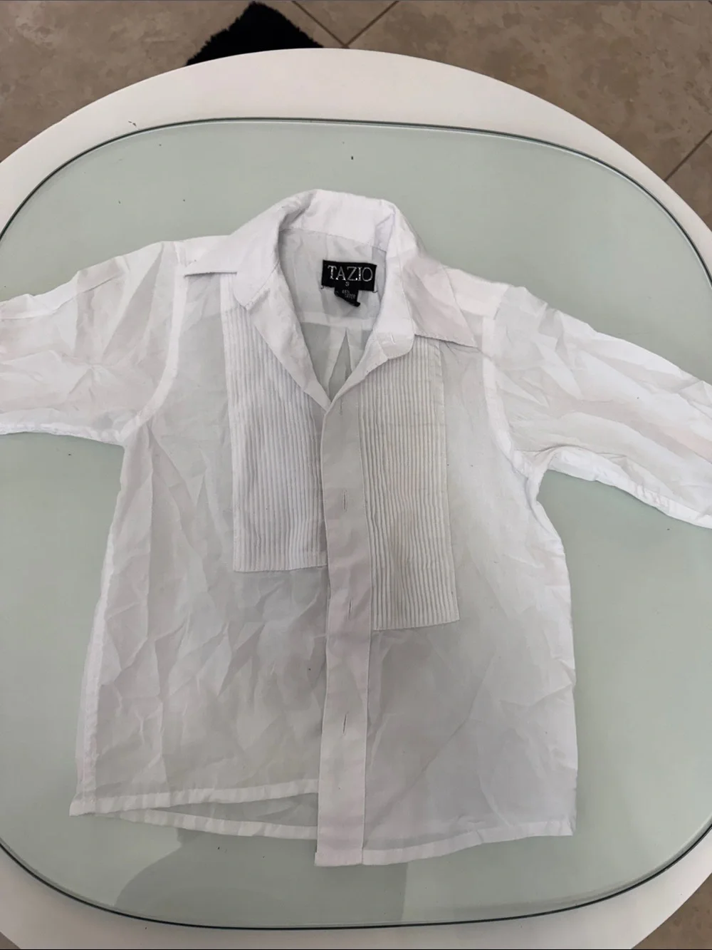 Men’s White Pleated Front Dress Shirt