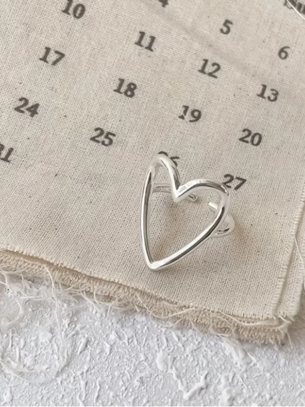 Silver Open Heart Adjustable Ring