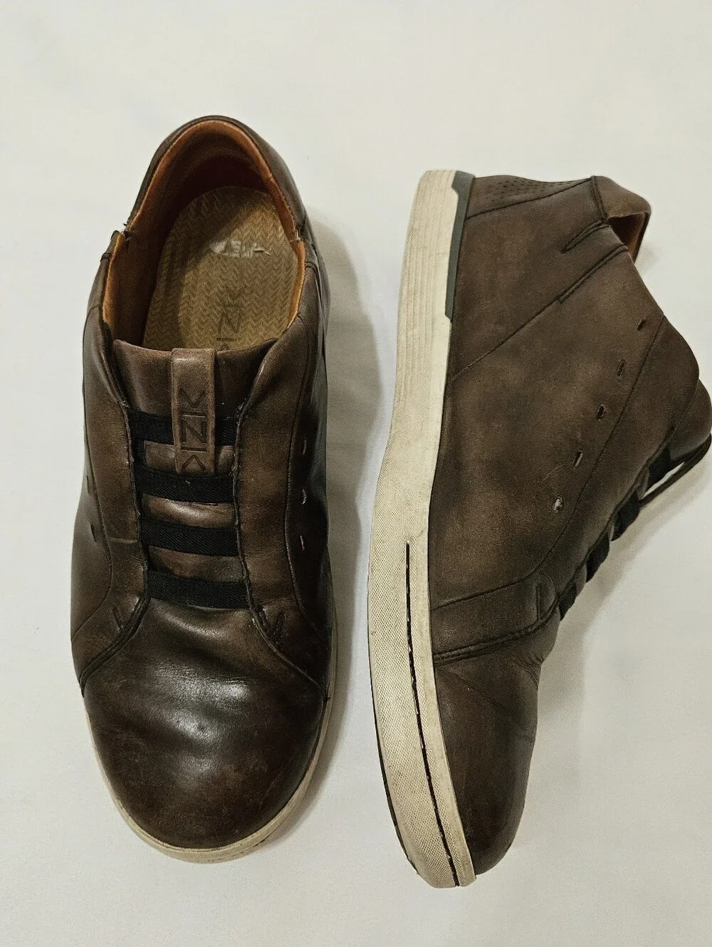 Men’s 10.5W Kizik New York Fast Slip On Brown Leather Shoes Casual Shoes *Read*