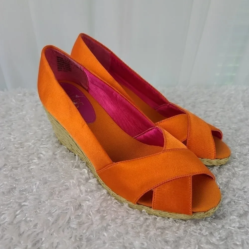 Chaps Wedge Heel Espadrille Orange 7.5