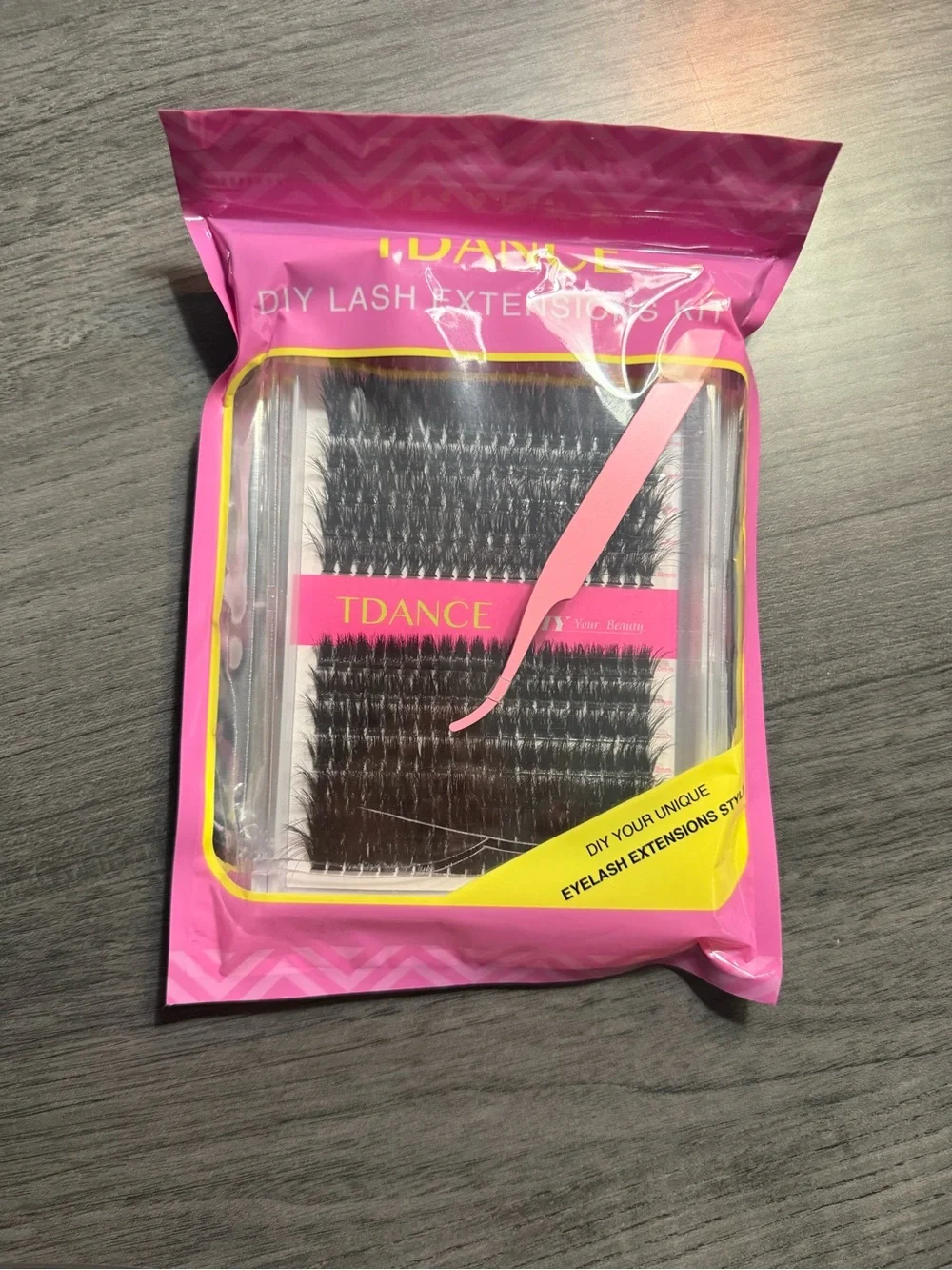 TDANCE DIY Eyelash Extension Kit - Pink & Yellow Packaging
