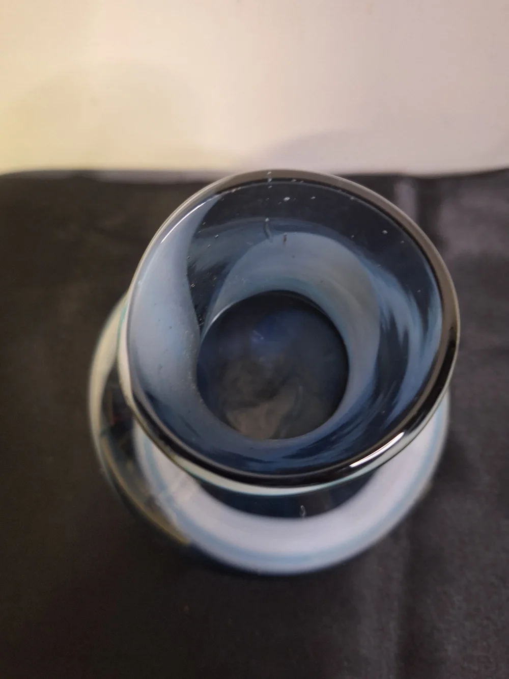 Blue and White Swirl Glass Vase  6