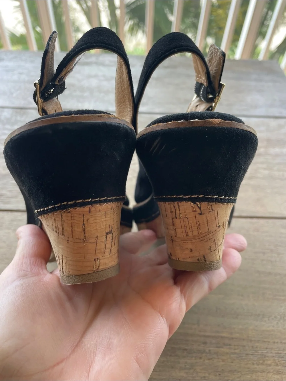 Sofft Black Suede Slingback Wedge Sandals