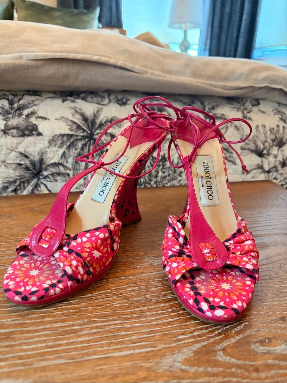 Jimmy Choo etched sandals leather