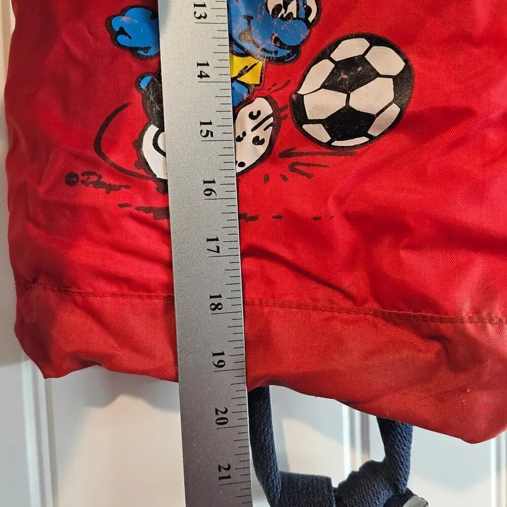 Vintage Smurfs Backpack 1980 Red Soccer Reflector Collectible Retro Cartoon 19