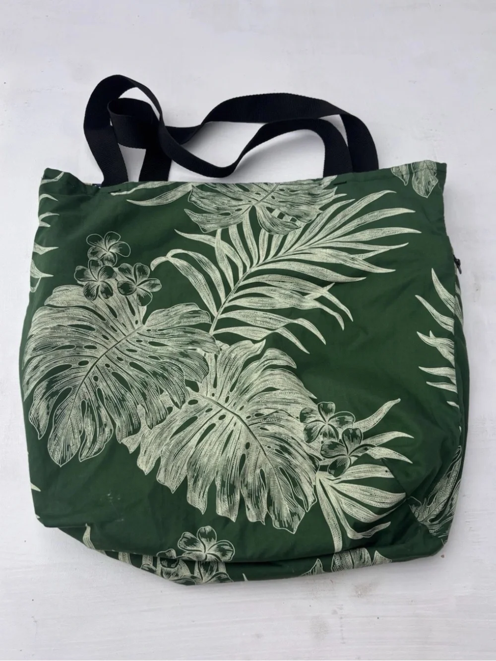 Local Design Hawaii Reversible Tote Bag Blue Sea Turtle Green Tropical Palm Leaf
