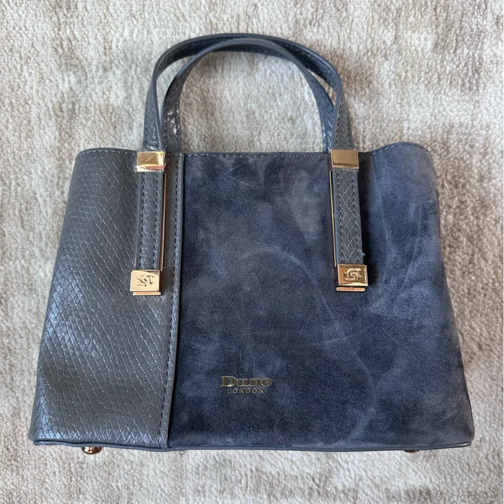 Dune London Grey Suede & Leather mini Tote Bag
