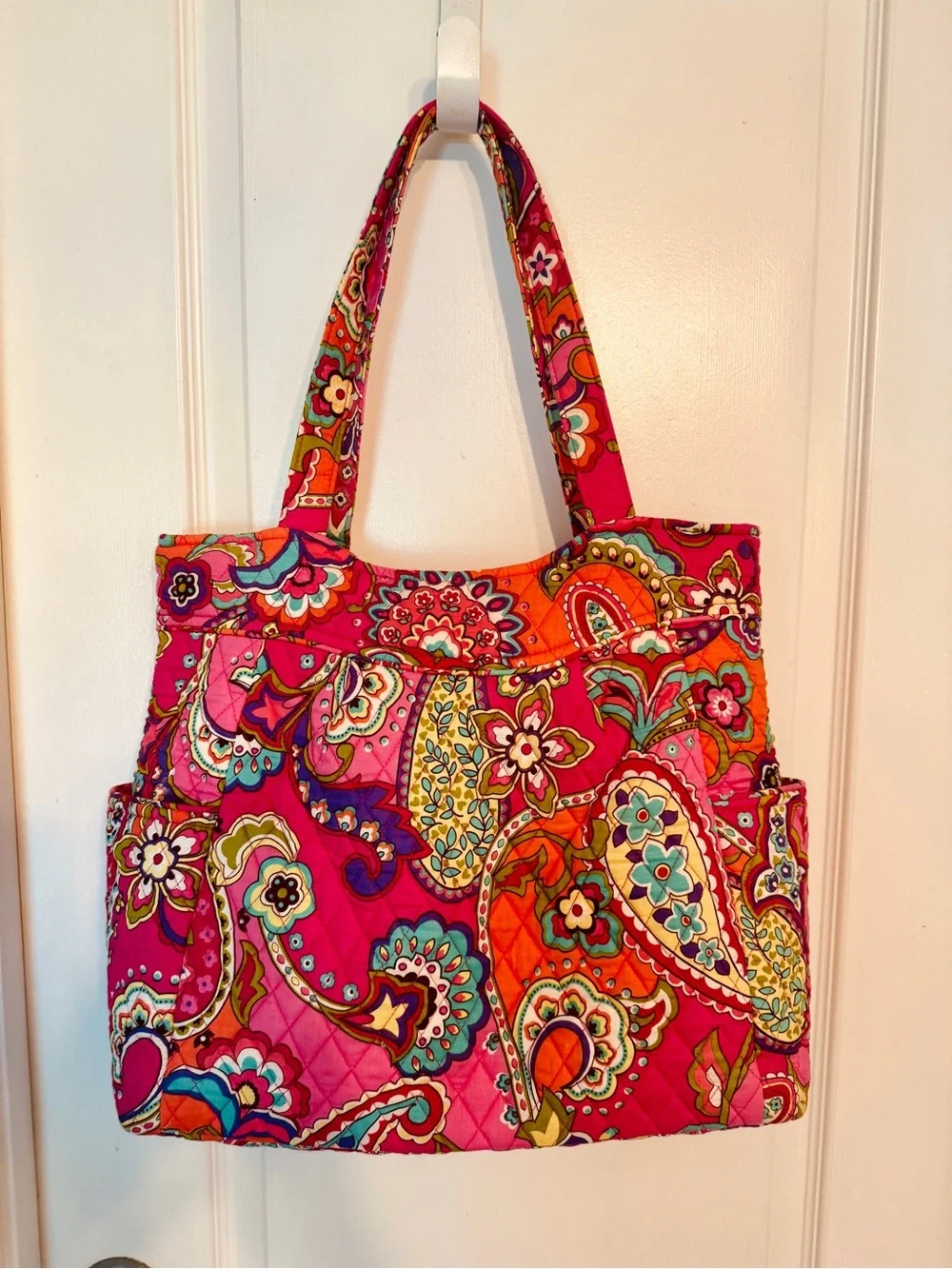 Vera Bradley Hot Pink Paisley Quilted Shoulder Tote
