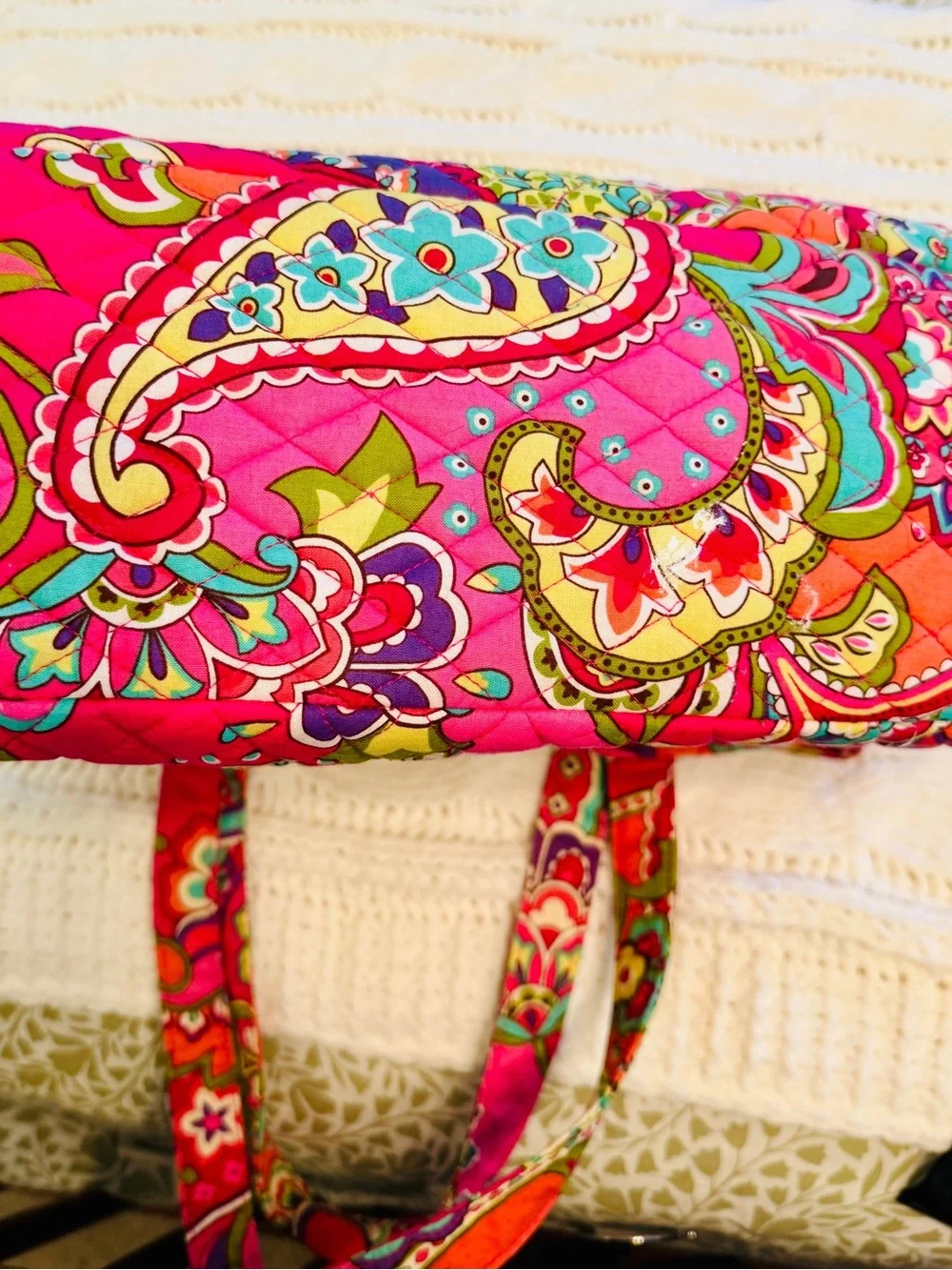 Vera Bradley Hot Pink Paisley Quilted Shoulder Tote