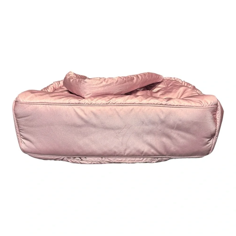 ZUDA Metallic Blush Pink Quilted Nylon Puffer Tote Bag