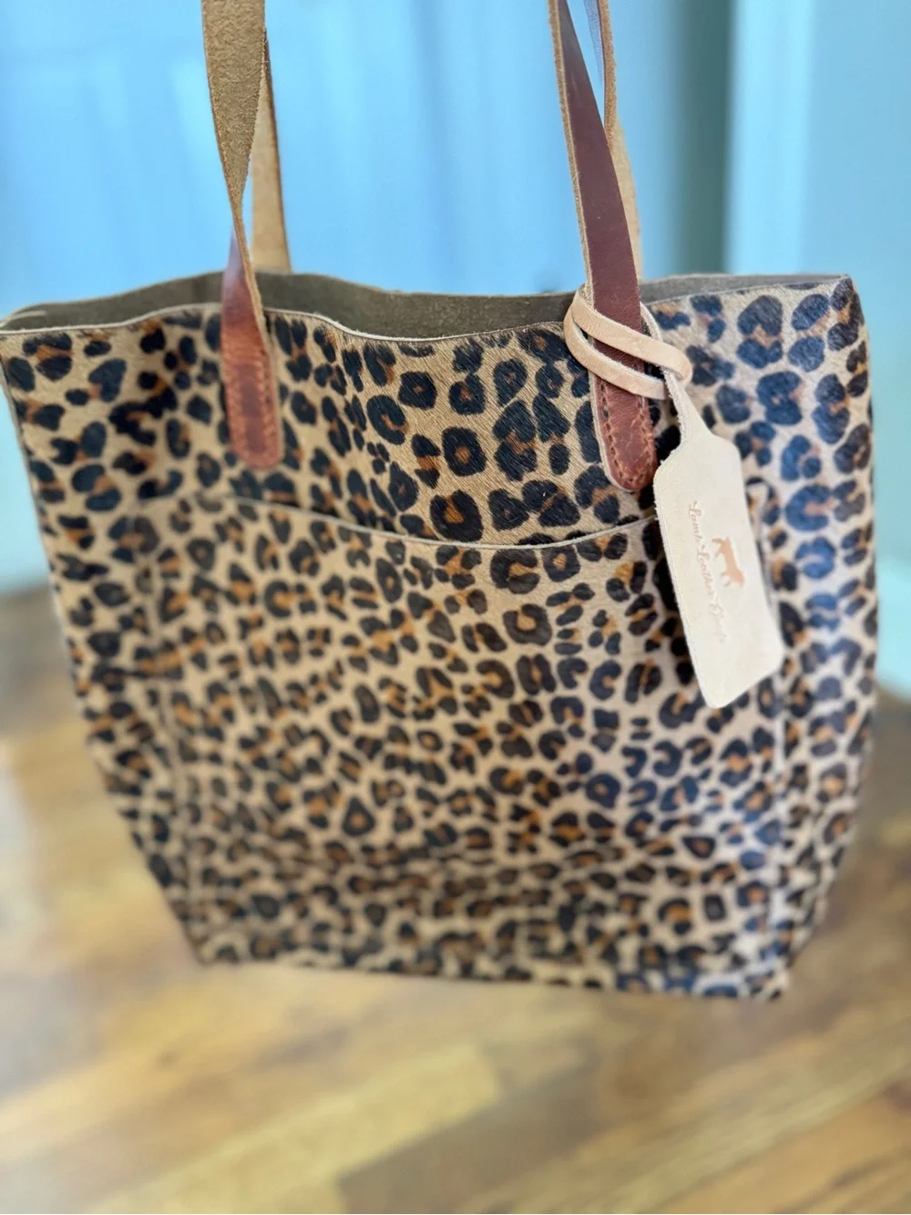 Lamb Leather Goods NEW Leopard Print Hair on Hide Tote with Horween Leather