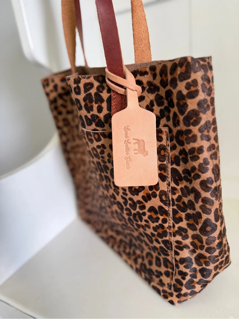 Lamb Leather Goods NEW Leopard Print Hair on Hide Tote with Horween Leather