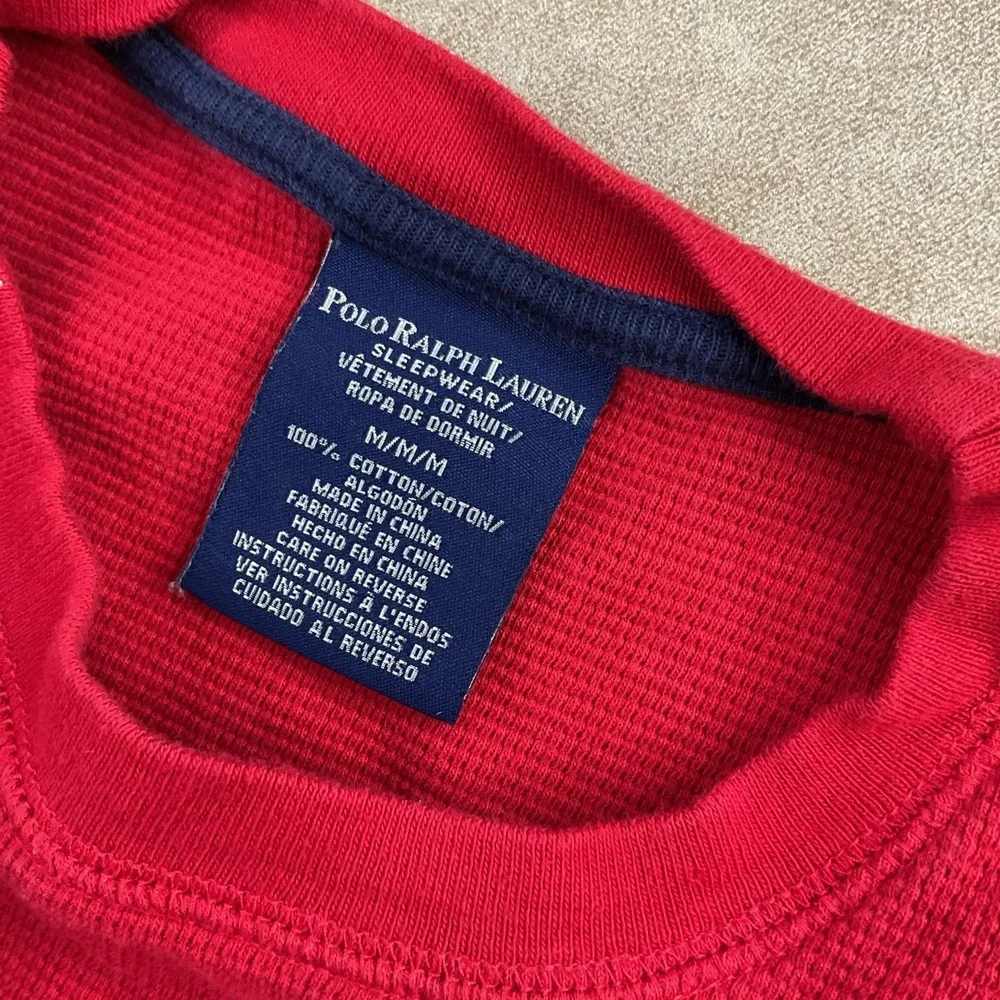 Polo Ralph Lauren Waffle Knit Shirt Men Sz M Thermal Sleepwear Long Sleeve Crew