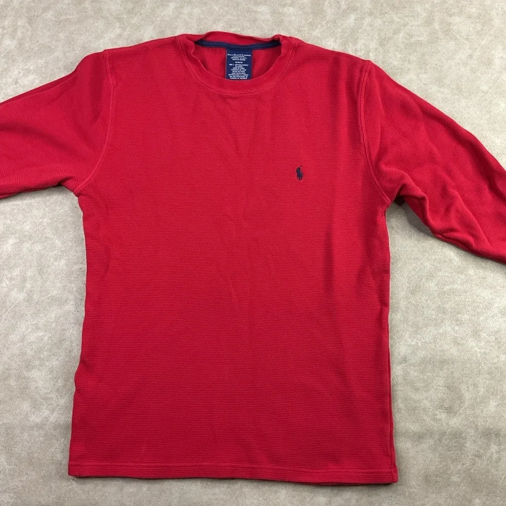 Polo Ralph Lauren Waffle Knit Shirt Men Sz M Thermal Sleepwear Long Sleeve Crew