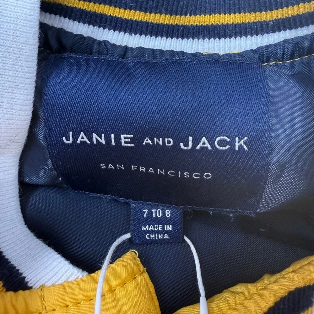 Janie and Jack Yellow Varsity Puffer Vest Boys Size 7-8 Quilted Letterman J NEW