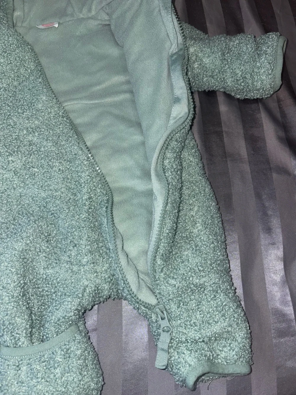 wonder nation Green Plush Hooded One-Piece Snowsuit