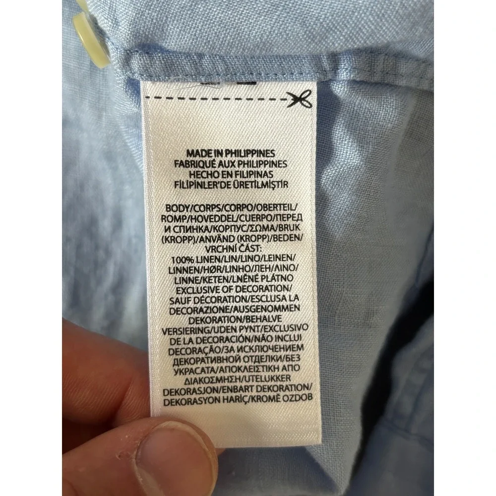 Polo Ralph Lauren Mens Light Blue 100% Linen Classic Fit Button Down Shirt L