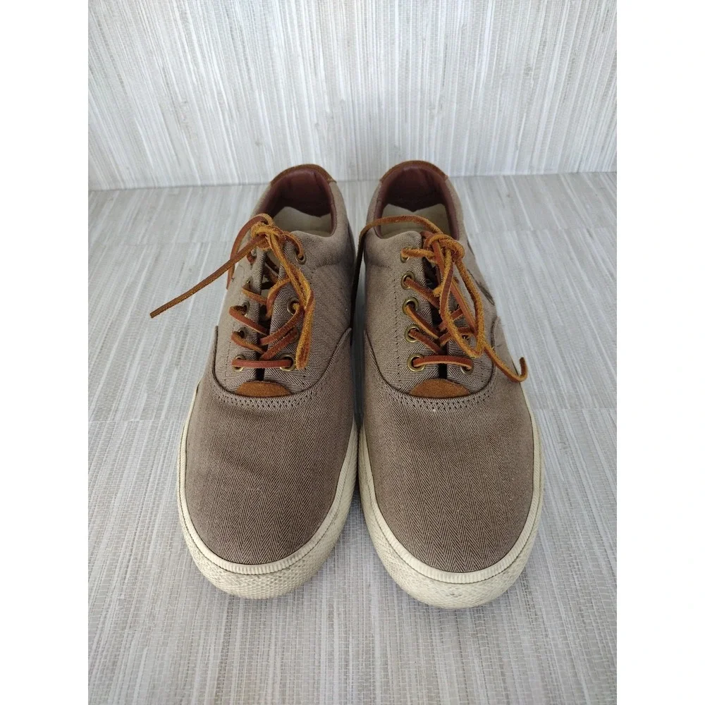 Polo Ralph Lauren Vaughn Chambray Herringbone Sport Brown Shoes Men 8.5D Lace Up