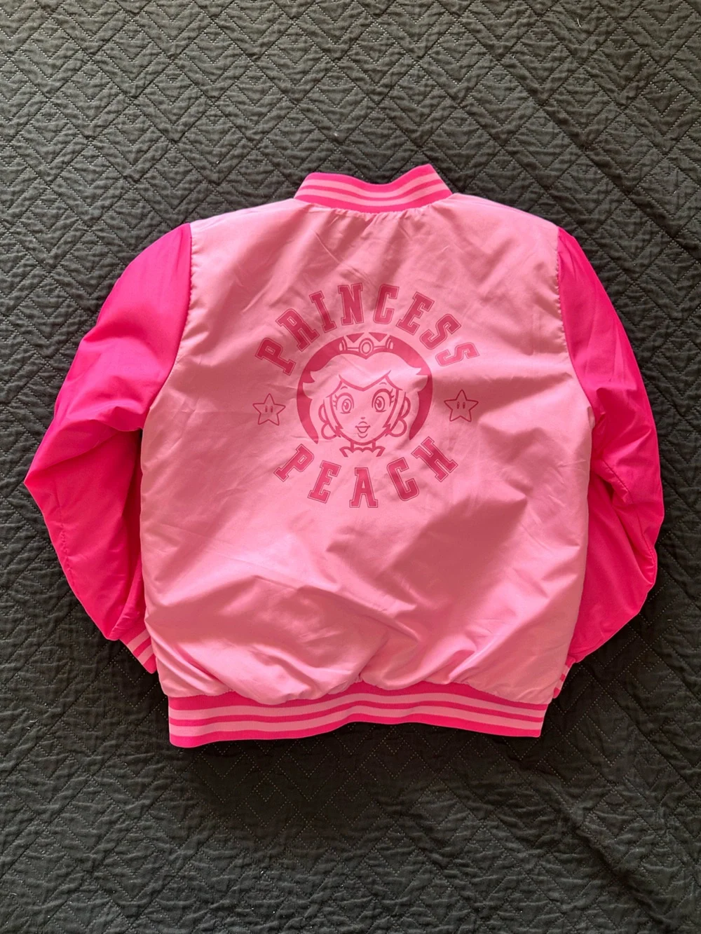 Nintendo Hot Pink Super Mario Zip Jacket with Striped Trim