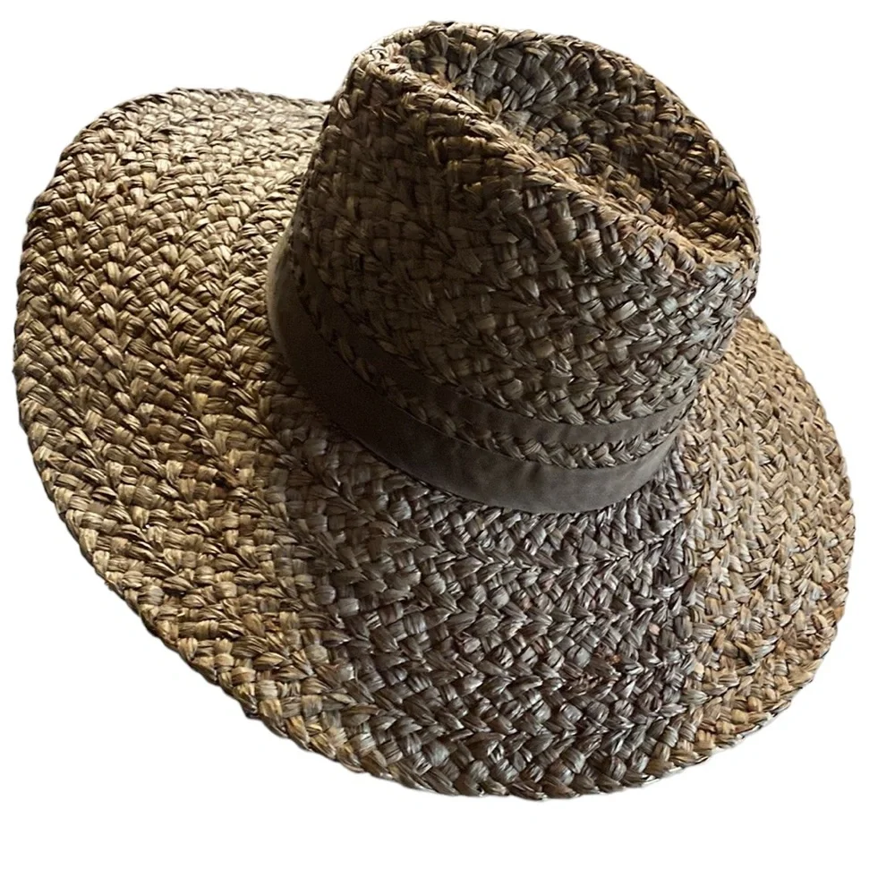 Bohemian Green Fedora Hat 100% Natural Plant Material Excellent Condition