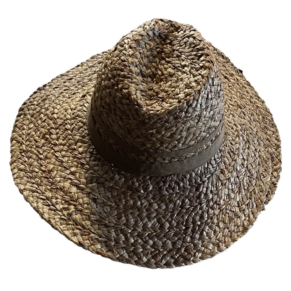 Bohemian Green Fedora Hat 100% Natural Plant Material Excellent Condition