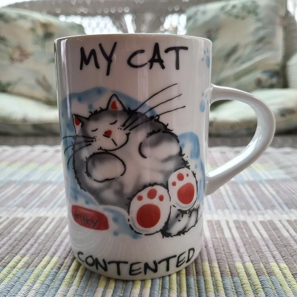 Contented Pets Cat Lover's Fine Porcelain Coffee Tea Cup Mug Rayware Vintage
