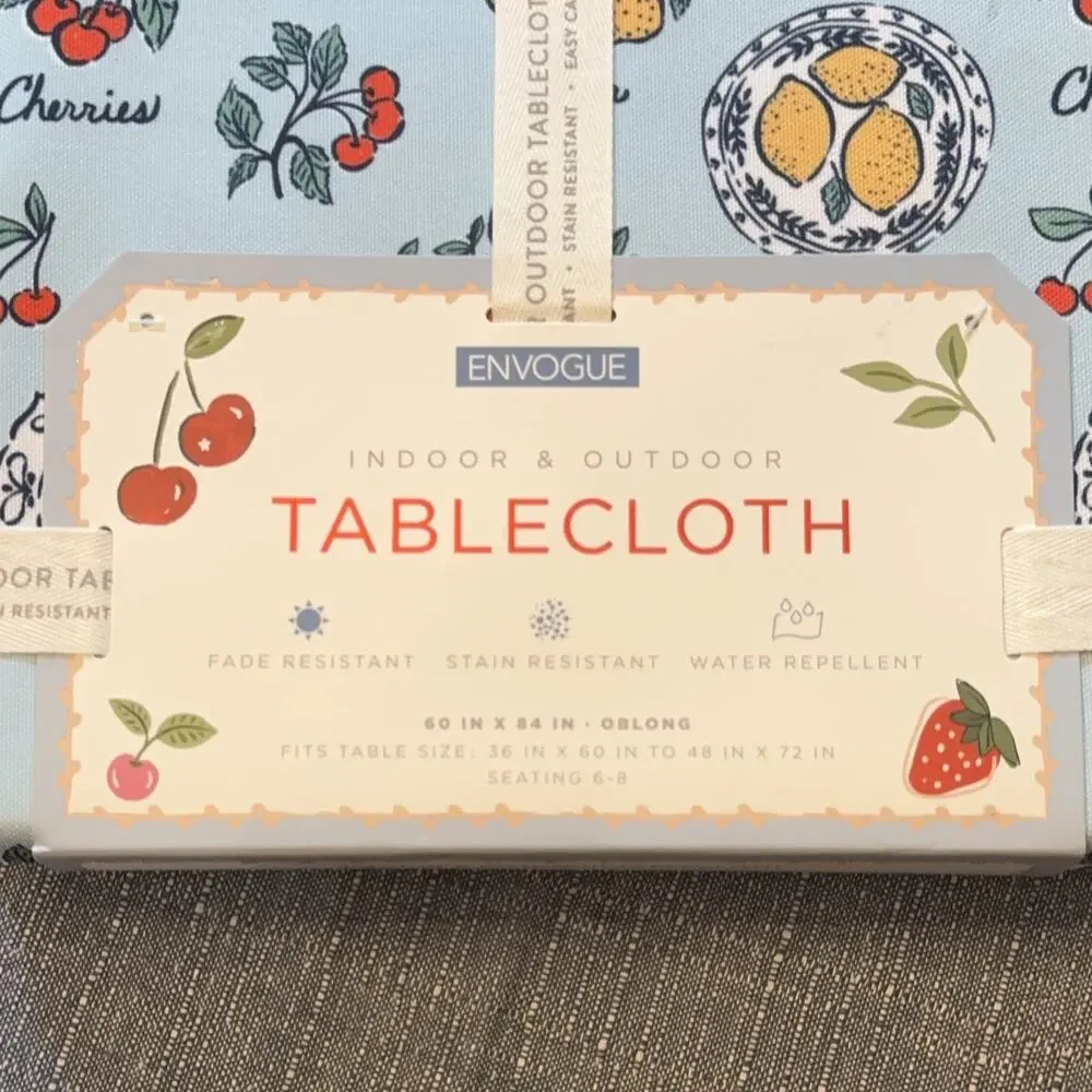 Oblong Tablecloth 60x84 Fruit Pattern Fade Stain Water Repellent picnic summer