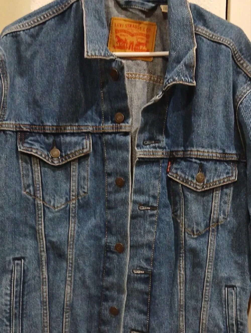 Levi's Blue Denim Trucker Jacket with Sleeve Patch